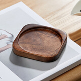 忆壶茶 实木茶杯垫 功夫茶道隔热保护垫品茗茶水杯托垫子茶具配件套装 黑胡桃正方形杯垫【1只】