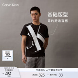 Calvin Klein Jeans夏季男女情侣中性ck纯棉醒目大字母印花圆领短袖T恤J318471 BEH-黑色 S （推荐120-135斤）