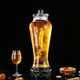 神瓶八玻加厚无铅加厚泡酒瓶龙头密封泡酒坛玻璃酿酒罐酒桶酒缸泡酒玻璃瓶 20斤硅胶圈裸瓶+底座