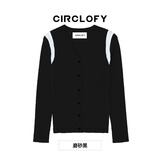 CIRCLOFY瑟夕镂空v领针织衫开衫女2025春季上衣露肩长袖毛衣打底衫外套 磨砂黑 165/88A/L