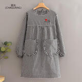 茶光（CHAGUANG）韩版纯棉长袖围裙罩衣可爱女时尚家用厨房做饭女款工作服透气耐脏 韩版长袖字母桃心黑格