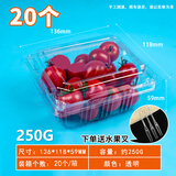 棉代码（COTTONCODE） 一次性水果盒 带盖塑料透明盒草莓蓝莓包装盒 装水果盒水果捞盒 【250g无孔】20个（约半斤装）