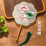 东之天地 z花瓣刺绣团扇双面真丝绣古风苏绣扇子古风国风扇子女汉服配饰 【好运锦鲤】