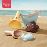 贝恩施儿童沙滩玩具挖沙玩沙工具套装沙池铲子洗澡戏水玩具儿童元旦礼物 【奶油色】软胶沙滩玩具5件套