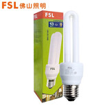 佛山照明（FSL）节能灯E27螺口灯泡超亮螺旋口直管U型三基色荧光灯管E27螺口T4-2U-13W-白光6500K