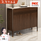 智新木王新中式鞋柜家用门口大容量实木框现代中式入户玄关柜一体