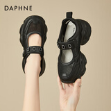 DAPHNE达芙妮厚底网面鞋女透气休闲玛丽珍鞋夏季新款百搭增高学生板鞋凉鞋 黑色 单层 6cm 36 (230mm) 标准码