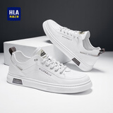 海澜之家（HLA）男鞋夏季2026新款小白鞋百搭男士透气休闲鞋时尚简约轻便平底板鞋 白色-冲孔透气 41