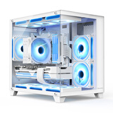 航嘉（Huntkey） S920暴风雪 玻璃侧透 海景房机箱 S900沙尘暴台式电脑机箱 支持240水冷/M-ATX主板/风冷限高155mm S920全景版白色+ARGB风扇*3（2反1正） 支持M-