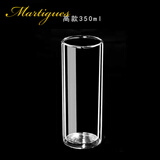 MARTIGUES双层玻璃水杯隔热加厚直身杯水晶杯子家用玻璃杯泡茶杯直筒绿茶杯 高款单只 350ml 1只