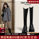 CAMILA KSENIA官网小c&k马丁靴女2025新款秋冬季时尚长筒靴骑士靴柔软舒适长靴 黑色【单里】 37