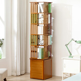 木马人旋转书架落地一体置物架子书柜收纳柜子书桌简易储物博古架展示柜 【百叶门】升级款-茶色七层*360度旋转 加大钢圈