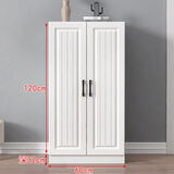 徕小象 欧式鞋柜现代家用门口入户玄关大容量实木架橱收纳轻奢 欧式120*60两门六层暖白色