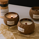 木丁丁椰子香薰蜡烛 天然椰壳卧室内香氛围持久留香清新空气万圣节礼物 椰壳香薰蜡烛【醇香椰奶味】