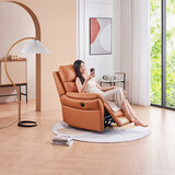 左右沙发皮感科技布电动带摇单人沙发椅DZY6010-D 暮光橙31055 