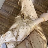 JIOESC睡衣女秋冬季长袖长裤可爱卡通大码宽松冰丝高级感家居服两件套装 波点Kitty猫 L 【100~120斤】