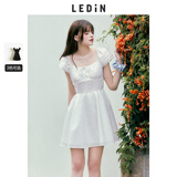 乐町白月光连衣裙双层飞袖初恋裙棉布绣花短袖连衣裙 白色（现货） XS