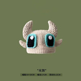 痞幼同款可爱搞怪毛线帽子女秋冬季保暖护耳卡通绿色针织包头帽男 光煞 57-60