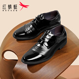 红蜻蜓男鞋新款男士商务正装皮鞋通勤低帮皮鞋漆皮德比鞋爸爸鞋WBA8140 黑色 42
