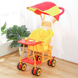 尚娇酷婴儿仿藤手推车藤椅宝宝轻便推车夏季八轮儿童车新款通风易洗推车 D30加靠枕坐垫遮阳棚