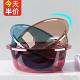 加厚透明塑料洗脸盆家用塑料洗衣盆男女学生宿舍婴儿面盆洗菜盆子 大号蓝 31cm