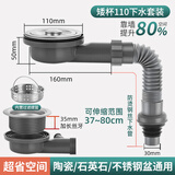 好来屋厨房洗菜盆下水管配件水槽下水器洗碗池高位侧排省空间排水管套装 【304】矮杯下水器+80cm加厚管