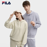 FILA 斐乐官方情侣款连帽卫衣秋季新款纯棉宽松针织长袖上衣加绒 杏仁卡其-BG M