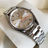 钻石老上海钻石牌手表男士机械表原厂库存17钻手动上链全新简约纪念表 实心钢带款