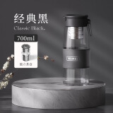 恩尔美（nRMEi）茶杯茶水分离杯磁弹泡茶杯子男士双层防烫耐高温高硼硅玻璃水杯子 【磁吸控茶/防烫杯套】黑色 700ml