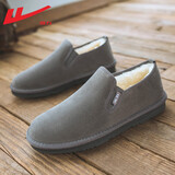 回力（Warrior）官方棉鞋冬季男鞋雪地靴户外棉拖一脚蹬面包鞋情侣豆豆鞋 灰色43