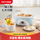 天际（TONZE） 电炖锅电炖盅煲汤锅隔水炖盅电蒸锅炖汤锅隔快炖锅 养生燕窝炖盅 1.6升丨标准款丨三胆丨蓝色