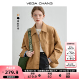 VEGA CHANG短外套女2025年新款春装复古显瘦旷野美拉德上衣 核桃棕 L