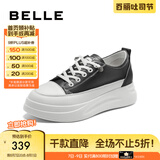 百丽（Belle）小白鞋女鞋商场款厚底增高一脚蹬单鞋透气休闲鞋U8N1DAM3预售 黑色 37 (235mm)