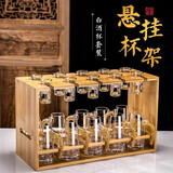 凯欢白酒杯套装中式金箔水晶玻璃家用子弹杯一口小酒杯分酒器酒具