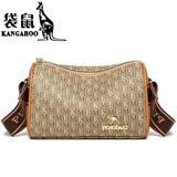 袋鼠（KANGAROO）520真皮小包包女25夏七夕时尚斜挎包百搭软皮单肩包宽带枕头包 MK卡其色 收藏送手拿包
