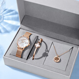 Spirra阿妈妮情人节礼物满天星手表女士2025年新款镶钻简约气质防水品牌 3016玫壳白面-玫网带（项链套盒