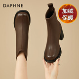 达芙妮（DAPHNE）高跟短靴品牌女靴粗跟瘦瘦靴2025新款马丁靴秋冬季加绒保暖时装靴 棕色 37