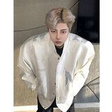 OEMG短款美式高街棒球服外套男生春秋夏季hiphop潮牌痞帅上衣服夹克衫 杏色 XL 【建议135-150斤】