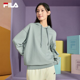 FILA 斐乐官方情侣款连帽卫衣秋季新款纯棉宽松针织长袖上衣加绒 混沌灰绿-GN S