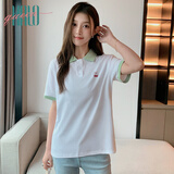Halo Queen短袖T恤女简约修身Polo领休闲运动t恤樱桃绣花上衣H142T1004