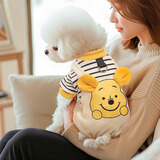 MIKI PAD狗狗衣服小型犬秋冬季保暖猫咪衣服四脚衣可牵引小狗衣服泰迪比熊 黄色小熊背带裤 M背长30cm（参考体重6-10斤）