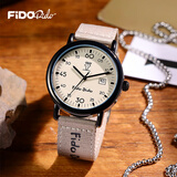 菲都狄都（Fido Dido）手表学生男女同款初高中考试专用石英表复古工装风生日礼物FD2343 浅吟灰