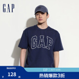 Gap【热卖爆款】男装2024夏新款撞色logo圆领短袖T恤纯棉上衣544465 藏青色 175/96A(L) 亚洲尺码