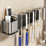 百悍卫生间牙刷置物架免打孔刷牙杯壁挂式漱口杯电动牙刷牙具牙膏挂架