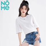 NOMe短袖女2026新款中长款宽松遮屁股t恤百搭打底上衣 白色 M