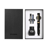 【新春礼物】白金（PLATINUM）3776世纪14k金笔尖PNB-15000钢笔蛇年礼盒高档进口万年笔套装 黑色F尖