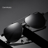 CerrnKutta 潮牌太阳镜男女士通用款偏光全脸型墨镜防紫外线司机驾驶眼镜 8011黑框黑灰片（高清偏光）