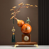 赟娅中式客厅玄关陶瓷富贵青松葫芦摆件家居办公室工艺装饰品乔迁礼物 福禄双全如意葫芦【礼盒】木底座