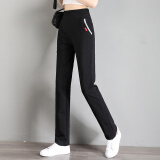 品彩纯色运动裤女时尚宽松直筒长裤弹力松紧设计休闲裤 P12KK5812
