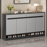 亿家木鞋柜家用门口2025新款楼道入户门一体靠墙玄关柜客厅大容量储物柜 推荐【四门两抽】天空灰120*32*100cm 上门安装